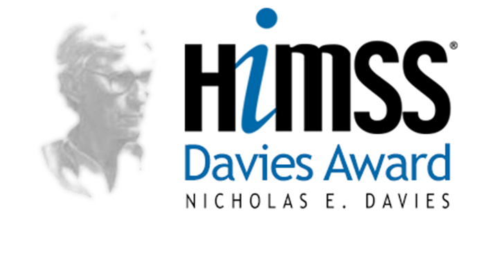 image of Nicholas E. Davies on the HIMSS Davies Award logo