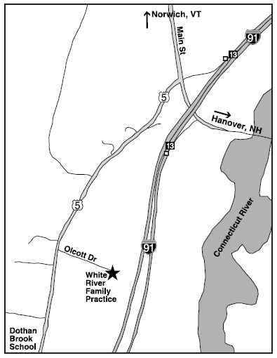 map map of showing the location of White River Family Practice